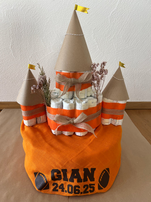 Personalisierte Windeltorte "Burg"